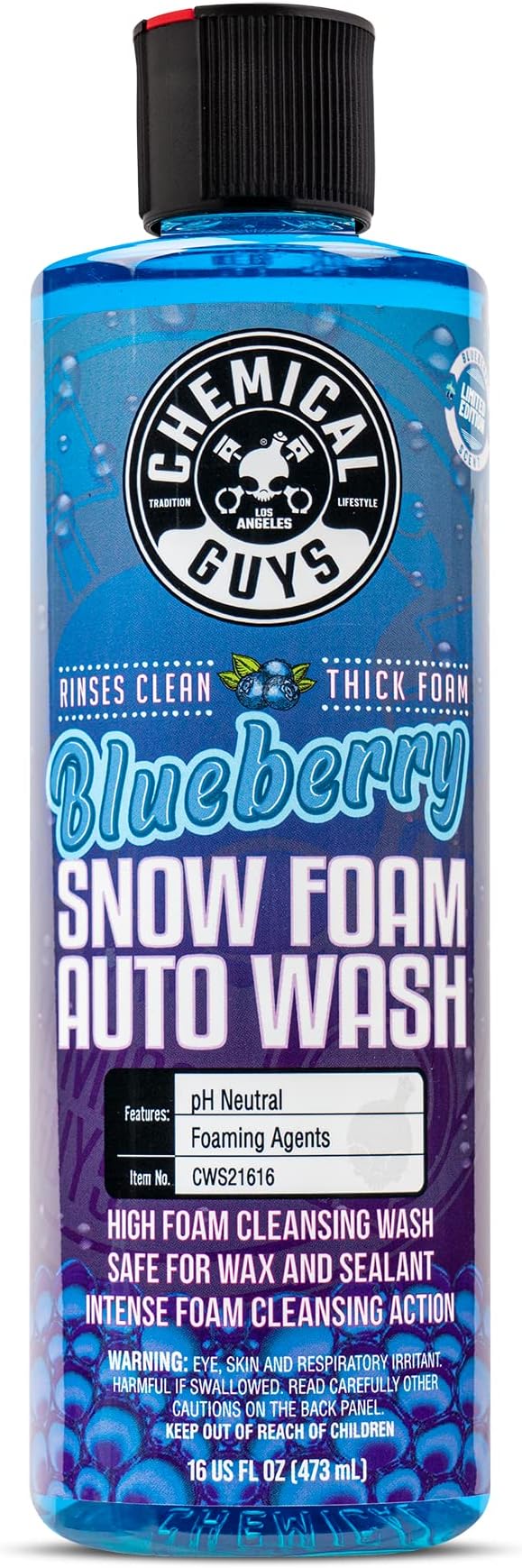Chemical Guys CWS21616 Blueberry Snow Foam Car Wash Soap (Works with Foam Cannons, Foam Guns or Bucket Washes), Safe for Cars, Trucks, SUVs, Jeeps, Motorcycles, RVs & More, 16 fl. Oz