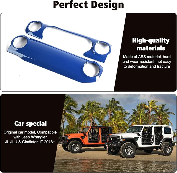 RT-TCZ Center Console Trim Cover Dashboard Control Panel Cover Decorative Interior Accessories for Jeep Wrangler JL JLU & Gladiator JT 2018-2022,Blue