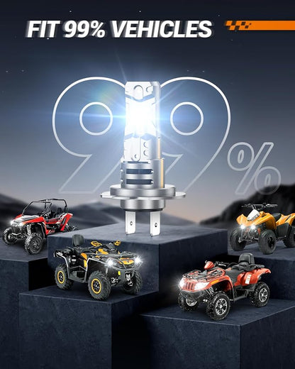 SEALIGHT h7 LED Bulb, 44,000LM 6500K Output Canbus Ready, 900% Brighter H7 Bulbs For Powersports IP68 80000Hrs Lifespan, 1：1 Size 3Mins Installation, 2 Pack