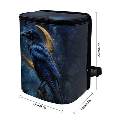 Talayituse Crow Moon Galaxy Print Car Trash Can Portable Auto Garbage Bin Multifunctional Vehicle Interior Accessories with Adjustable Straps Universal Fit Truck SUV Sedan