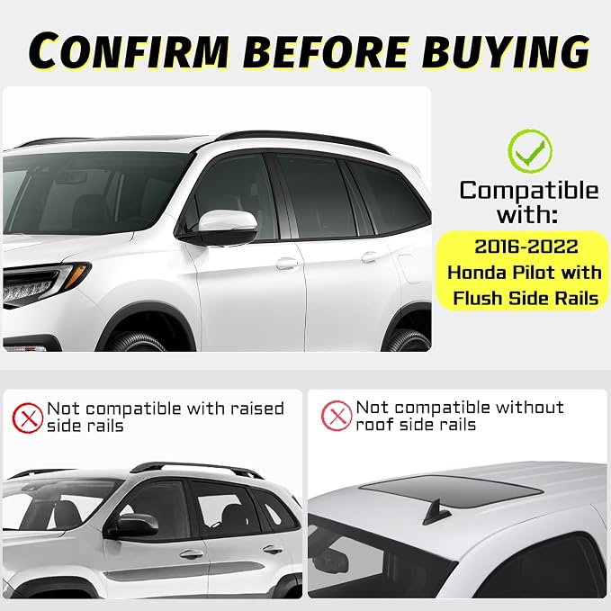 Gdydi 220lbs Car Roof Rack Cross Bars Compatible with 2016-2022 Honda Pilot (for Side Rails), Aluminum Lockable Roof Cross Bars for Kayak Bike Rooftop Cargo Carrier Bag Basket Luggage