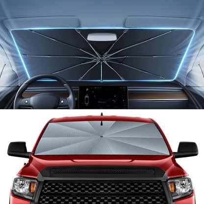 Autorder Windshield Sun Shade Umbrella for 2007-2025 2026 Toyota Tundra Accessories,Upgraded Ice Crystal Material,Easy Setup Umbrella Sunshade for Car Windshield,100% Sun Blocking