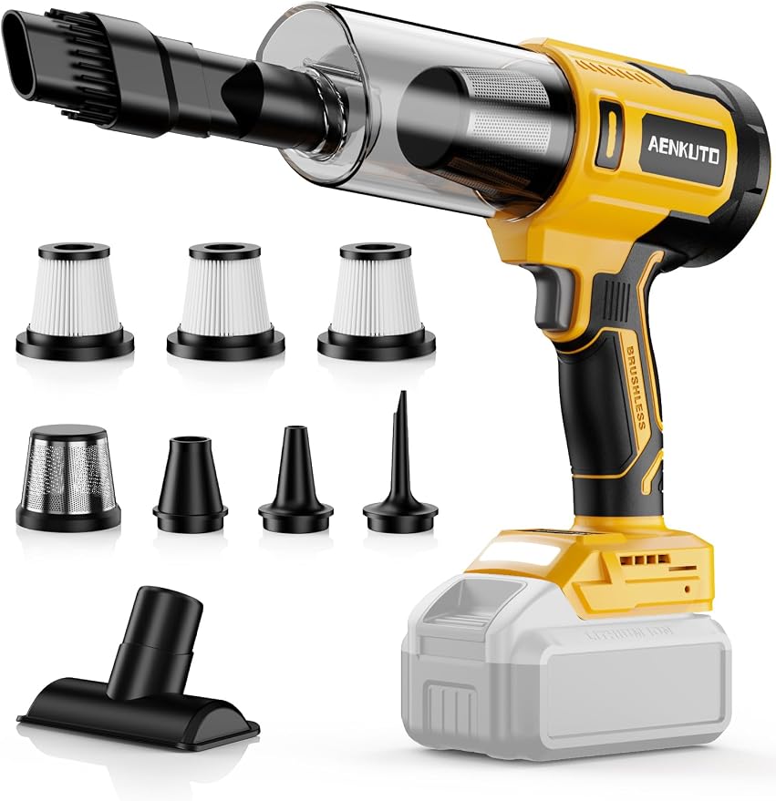 Cordless Car Vacuum Cleaner Compatible with Dewalt 20V MAX Batteries, Portable Handheld Vacuum for Pet Hair & Sand, Capable of Quick Vehicle Interior & Garage Cleanup, (Battery Not Included)