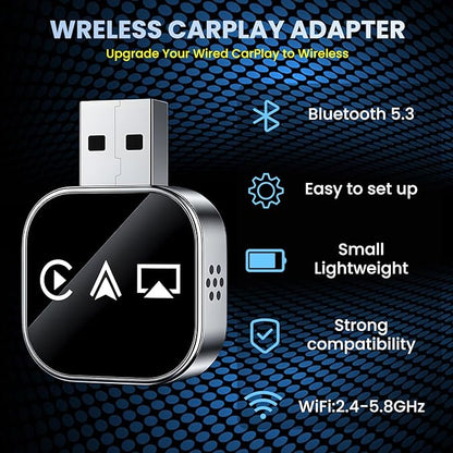 Wireless Carplay Mirror Link Adapter for Apple 3 in 1 Bluetooth Mirroring iOS Phone to Car Screen Adapter 2026 Wired to Wireless Portable USB Car Play Screen Connector for iPhone to Watch Movies
