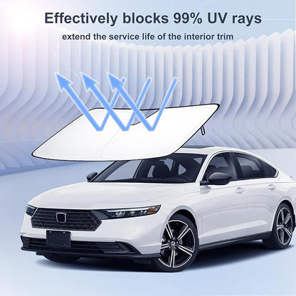 Car Windshield Sun Shade for 2023-2026 Honda Accord| Front Window Sun Visor| 310T Reflective Polyester| UV Heat Insulation Protection| Foldable Sunshade with Storage Pouch