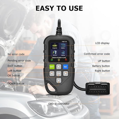 Universal OBD II Scanner Diagnostic Tool Car Engine Fault Code Reader CAN Diagnostic Scan Tool, Read and Clear Error Codes for 1996 Cars