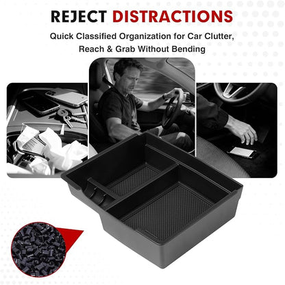 Autorder Center Console Organizer for 2024-2026 Toyota Tacoma Accessories - Armrest Storage Box Secondary Insert Tray with Black Non-Slip Silicone Mats