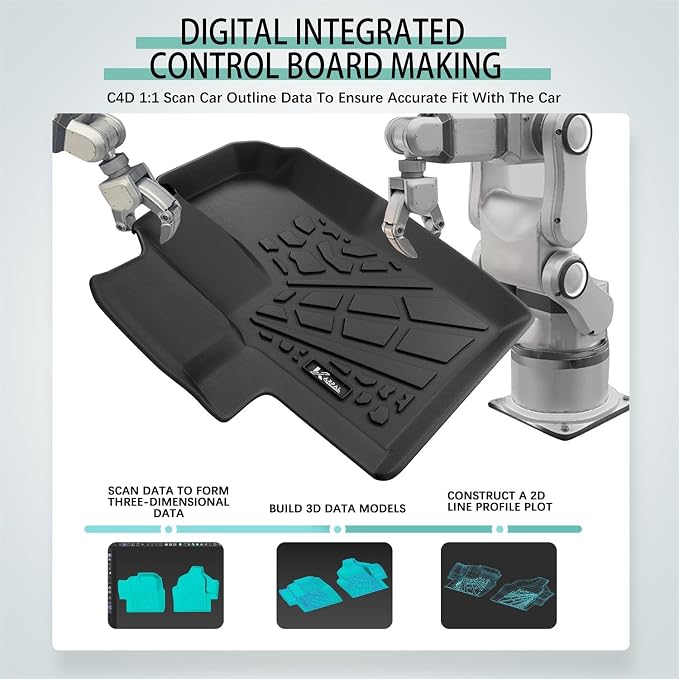 KARPAL Floor Mats for 2020-2026 Ford Transit/E-Transit with Vinyl Flooring (No Transit Connect), Custom Fit TPE All Weather Ford Transit Accessories Front Floor Liner