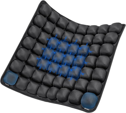 JFT Inflatable Air Seat Cushion for Pressure Relief - 56 Interconnected Air Cells - Ergonomic Pad for Office Chair, Wheelchair & Car - Built-in Pump for Easy Inflation - Lycra & TPU, 17.7" x 15.7"