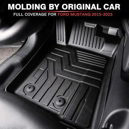 KUST 3D Floor Mats for Ford Mustang 2015-2025 2026 (NOT for Mach-E), All Weather TPE Rubber Car Mats for Mustang Accessories 2 Row Floor Rear Odorless Non-Slip High Edges
