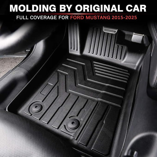 KUST 3D Floor Mats for Ford Mustang 2015-2025 2026 (NOT for Mach-E), All Weather TPE Rubber Car Mats for Mustang Accessories 2 Row Floor Rear Odorless Non-Slip High Edges
