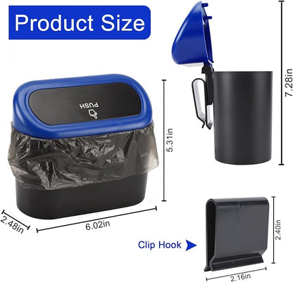 Accmor Car Trash Can with Lid, Vehicle Trash Bin Car Dustbin Garbage Organizer Holder with Trash Bag, Portable Hanging Mini Wastebasket Bin Trash Container for Auto Cars, Home, Office (Blue)
