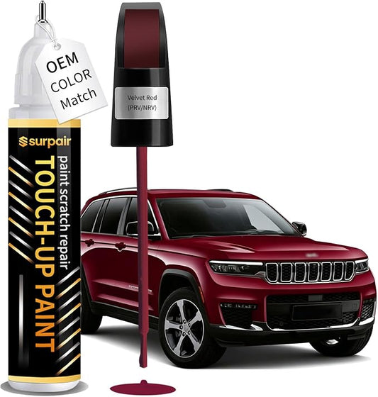 Velvet Red PRV/NRV Touch up Paint for JEEP OEM Color Match Car Scratch Repair Kit for Nicks & Chips Scratches Quick & Easy Paint Fix 2-In-1 Car Scratch Remover Pen