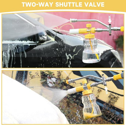 Foam Cannon for Pressure Washer with Dual Connector Accessory, Pressure Washer Double Tip Attachment for Foam Cannon,M22 and 1/4" Quick Connect, 5 Nozzle Tips