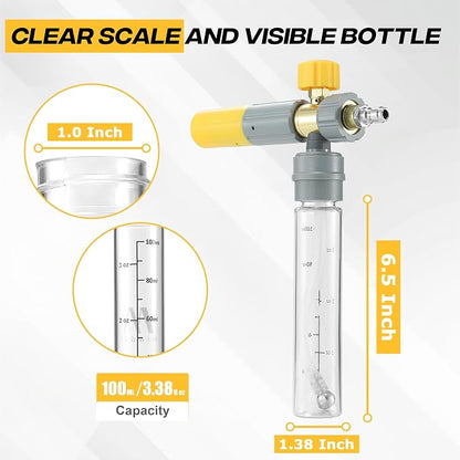 M MINGLE Mini Foam Cannon for Pressure Washer, Magnetic Foam Cannon with Dual Connector, Undiluted Foam Blaster with 5 Nozzle Tips, 1/4 Inch Quick Connect