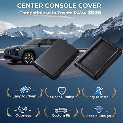 Center Console Cover for Toyota RAV4 2026, Interior Accessories Anti-Slip Center Console Cover Silicone Protective Pad Mat for 2026 RAV 4, Black