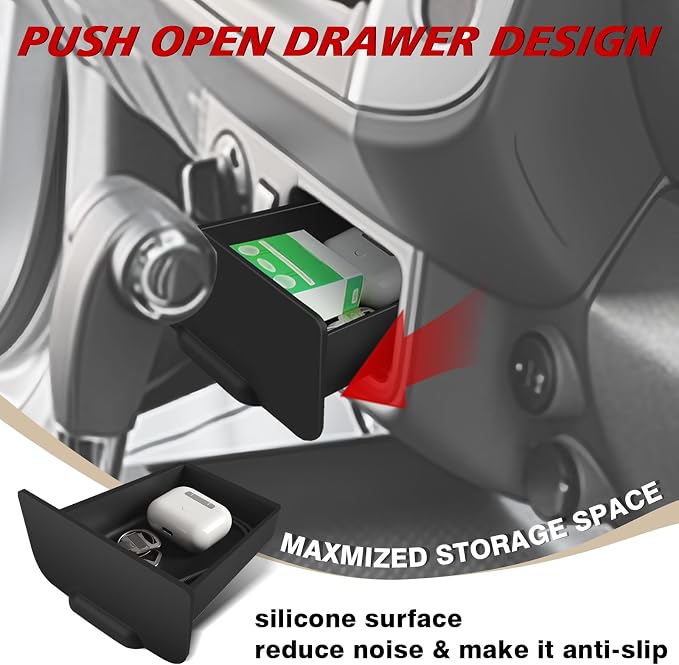 Muslogy Storage Drawer Tray Compatible with 2005-2021 Nissan Frontier Accessories Center Console Organizer Anti-Slip Cubby Silicone Insert Extra Storage Box (Fits Trims with Console Hole Only)
