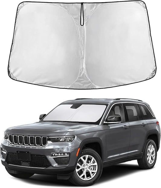 EcoNour Windshield Sunshade for Jeep Grand Cherokee 2011-2024 2025 2026, Sun Visor for Front Windshield & Window Sun Shade Cover, UV Heat Blocker & Protector, Car Accessories