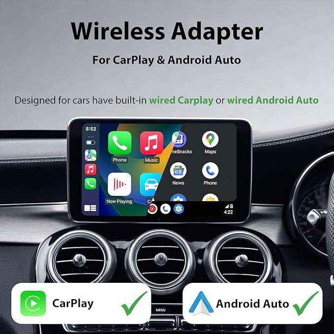 Sunweyer Wireless CarPlay Adapter & Android Car Wireless Adapter UK, for Apple CarPlay, USB Bluetooth Dongle for iPhone & Android, Plug & Play Car Play Wireless Adapter 2026 (S46)