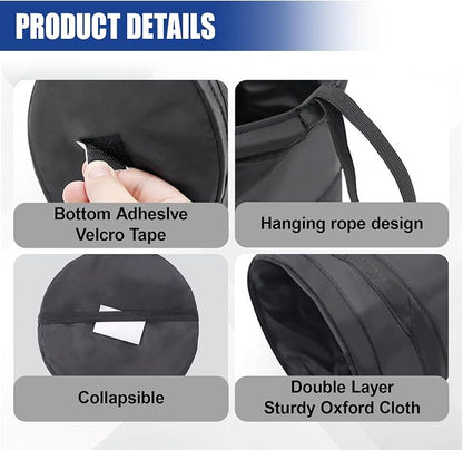 Collapsible Car Trash Can, Mini Portable Automotive Garbage Bag, Pop-Up Vehicle Rubbish Bin, Waterproof Waste Basket Bin with Magic Sticker, Hanging Washable Auto Trash Bag (2PCS)