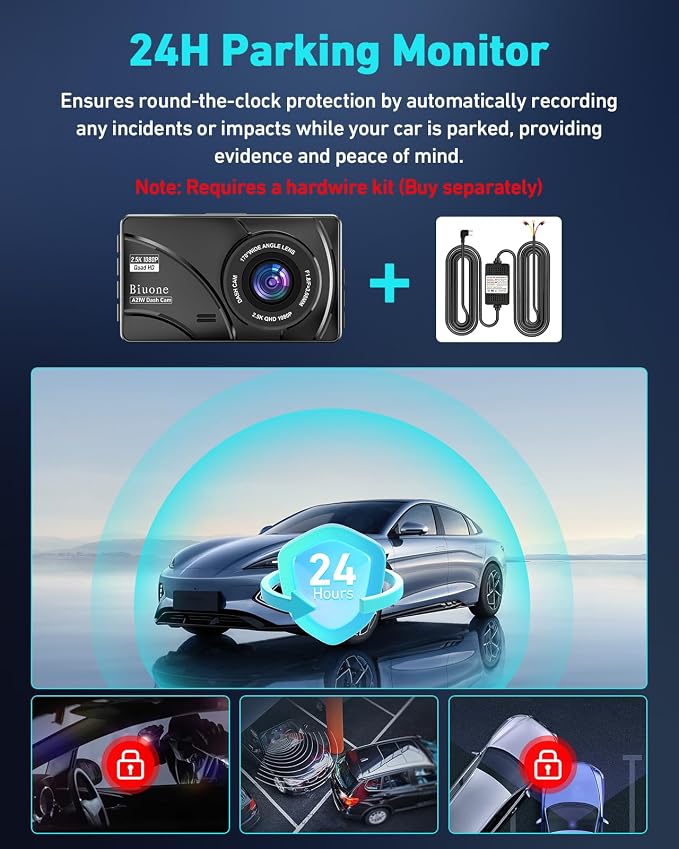 Dash Cam Front and Rear, 2.5K Dual Dash Camera for Cars W/ 64GB Card,3" IPS Screen Dash Cam Built-in 5G WIFI, Car Camera with G-Sensor, Loop Recording, Night Vision, 24H Parking Monitor,170°Wide Angle