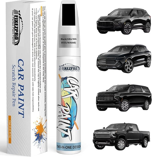 Black(GBA/WA8555/WA848) Touch Up Paint for Chevrolet, Car Paint Scratch Repair Remover Pen Color Exact Match, Quick and Easy Fix Automotive Chips and Nicks Scuff