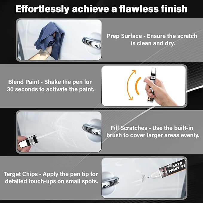 Touch Up Paint for Cars, 3-Pack - White Car Scratch Repair Pen, Color Accurate Automotive Touch Up Paint, Long-Lasting Scratch Resistance, Fast-Drying & User-Friendly, Safe & Water-Resistant for Automotive & Household Touch-Ups
