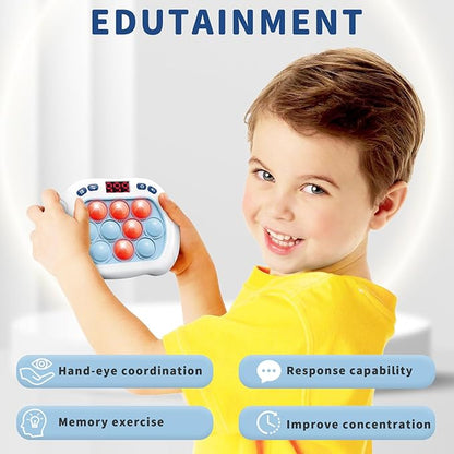 Intoypad Pop Game Light Up Fidget Toy for Kids, 6 Modes LED Screen Quick Push Controller Electric Fidget Popper Game Quick Push Bubble Sensory Games Birthday Toys for Kids Lightblue