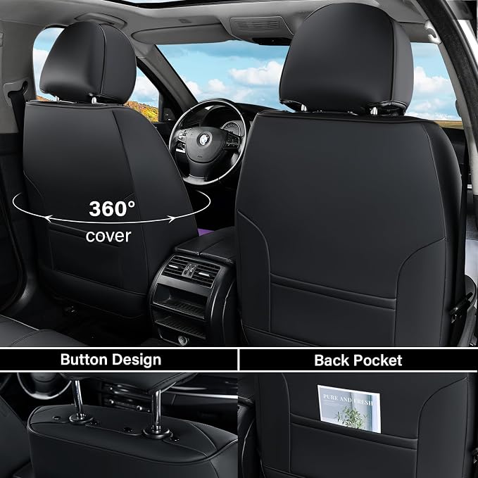 Coverado Car Seat Cover Front Seats, Purple Seat Covers Front Seats, Nappa Leather Waterproof, Car Seat Cushion, Car Seat Protector Universal Fit Most Cars