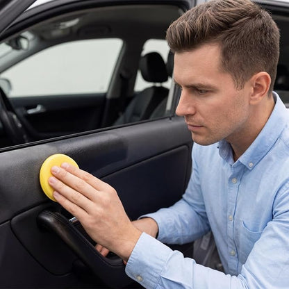 Car Trim Restorer - 50g Repair Agent, Long Lasting Black Shine Coating with Sponge Applicator | Auto Detailing Solution for Interior Exterior Tire Headlight Engine Wheel Dash
