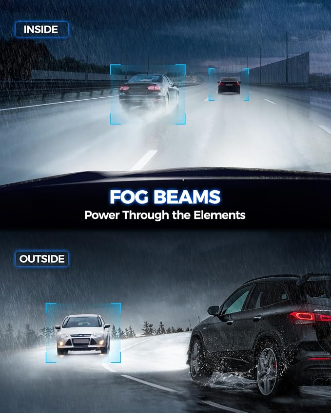 Marsauto 9006 LED Fog Light Bulbs or DRL, 10,000 Lumens 6000K White, 48 Chips Fog Lights, 9006 Led Bulb 1:1 Mini Size 9006 Led Fog Lights, 360° Full Illumination, Side Marker Lights