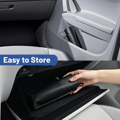 Foldable Car Windshield Sun Shade Umbrella with Rearview Mirror Notch, Titanium Silver UV Blocker for Heat Reduction, Bendable Handle & Anti-Scratch Tips, Fits Sedan SUV (Large 57"x33")