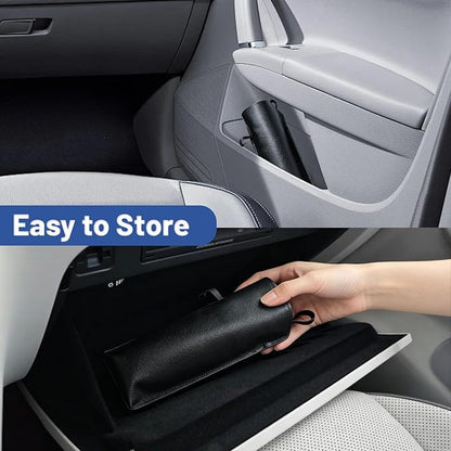 Foldable Car Windshield Sun Shade Umbrella with Rearview Mirror Notch, Titanium Silver UV Blocker for Heat Reduction, Bendable Handle & Anti-Scratch Tips, Fits Sedan Compact SUV (Medium 54"x31")