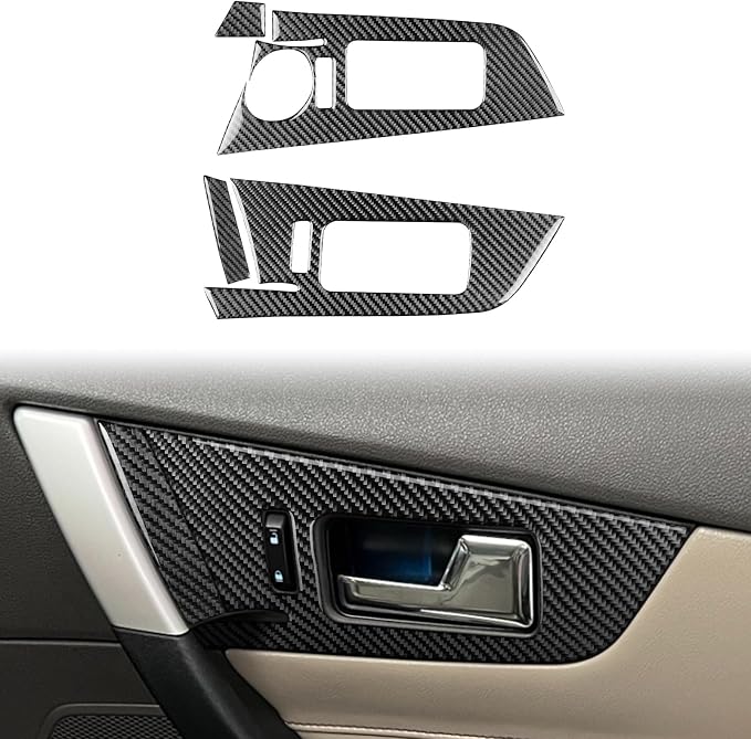 Premium Carbon Fiber Compatible with Ford Edge 2011-2014 2012 2013 SEL/Limited/SE/Sport Accessories Car Front Door Handle Panel Cover Interior Trim Sticker Decal Black 4PCS