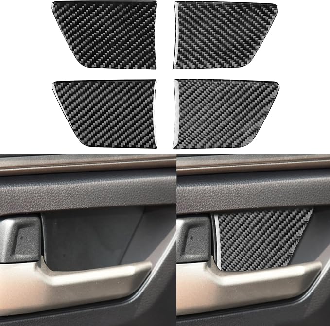 NVCNX Real Premium Carbon Fiber for Toyota Tundra 2022-2026 / Sequoia 2023-2026 2024 2025 Truck Pickup SUV Car Door Inner Handle Bottom Cover Interior Trim Accessories Thick Overlay Sticker Decal 4PCs