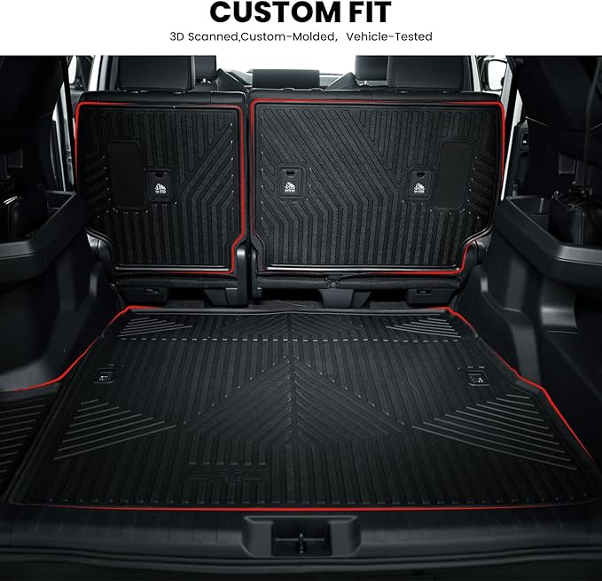 LASFIT Cargo Mat for Toyota 4Runner 2010-2024 (Only Fit 5-Seats) Back Seat Protector for 5th gen 4Runner Seater Accessories (Fit W/O Sliding Cargo Tray, Rear Backrest Mats+Rear Trunk Mat)