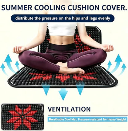 Car Beads Cooling Seat Cover, Wooden Bead Cool Cushion Mat, Large Thickened Black Red Office Chair Cushion Pad for Home Office Gift for Husband Wife 16.73"