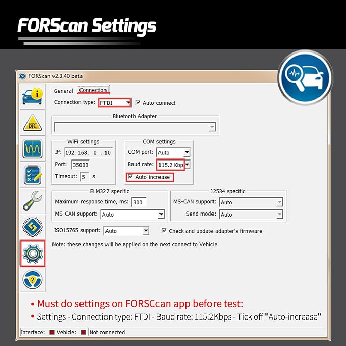 Vgate vLinker FS OBD2 USB Adapter for FORScan | HS/MS-CAN, Auto Switch