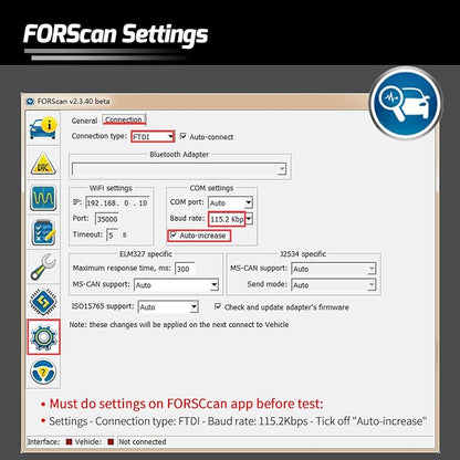 Vgate vLinker FS OBD2 USB Adapter for FORScan | HS/MS-CAN, Auto Switch