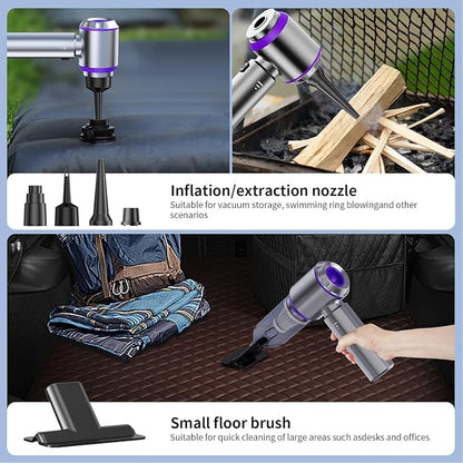 NWDEY Car Vacuum Cleaner High Power 20000Pa – Cordless Handheld Mini Vacuum & Air Duster for Car Detailing, 3-Speed Brushless Motor, 6000mAh Battery (Upgraded Purple)