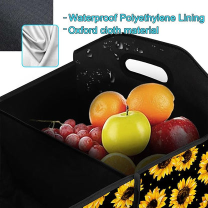 Sunflower Car Trunk Storage Box with Pockets Car Accessory for SUVs Cars Automotive Organizer