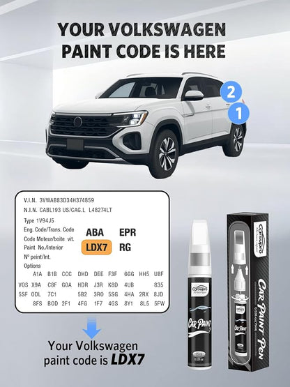 Lapiz Blue Metallic(LD5K/L9) for Volkswagen Touch Up Paint Pen, 2 in 1 Car Scratch Remover with Pen Tip and Brush, Precise Color Match for Car Paint Scratch Repair, Quickly and Easily Fix Chips and Nicks