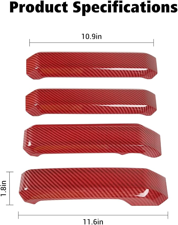 Voodonala Inner Door Handle Covers Trim for Ford F150 2015 2016 2017 2018 2019 2020(Red Carbon Color)