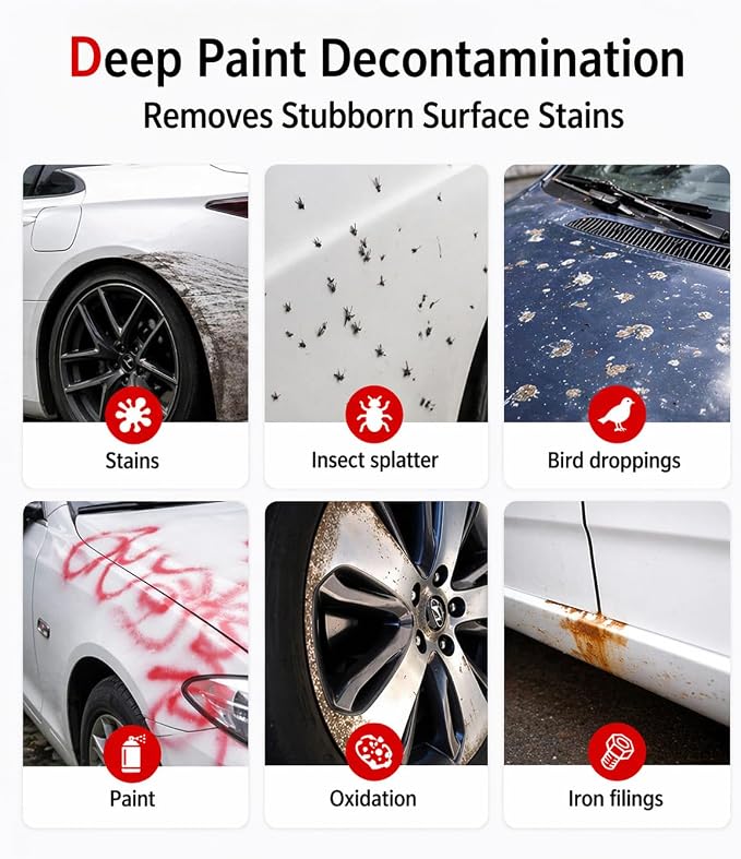 3-in-1 Clay Towel Kit for Car Detailing, 12" x 12" Clay Towels & Clay Mitt, Upgraded Rubber Polymer Coating, Synthetic Clay Bar Alternative, Remove Iron Dust, Bugs, Tree Sap & Contaminants