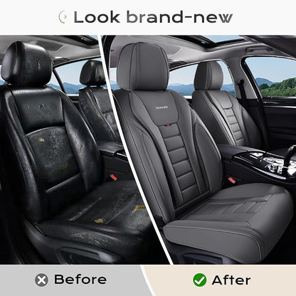Coverado Car Seat Covers, Front Covers for Cars, Car Seat Cover Front Seats, Automotive Seat Cover, Waterproof, Leather Car Seat Cushion, Universal Interior Covers Seat Protectors for Most Cars
