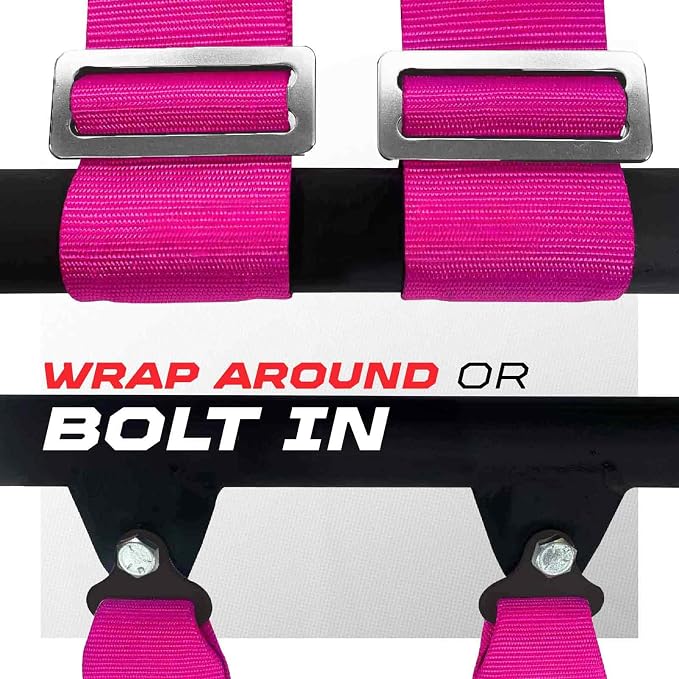 1pc Pink 5 Point Harness for Bucket Seat, Latch Release, 9 Color Options, Racing Harness 5 point, Race Car, UTV, RZR [6009A2]