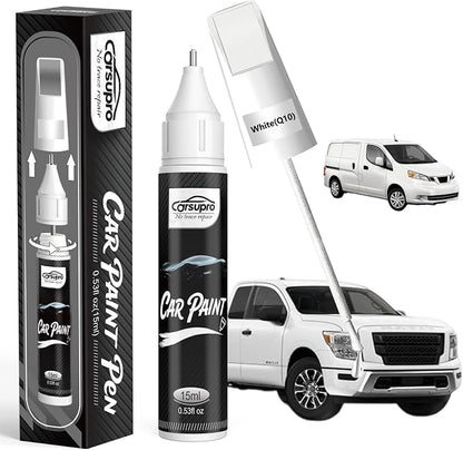 White(Q10) for Nissan Touch Up Paint Pen, 2 in 1 Car Scratch Remover with Pen Tip and Brush, Precise Color Match for Car Paint Scratch Repair, Quickly and Easily Fix Chips and Nicks