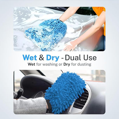 S.M. Arnold 2-Pack Ultra-Soft Microfiber Chenille Wash Mitts, High Absorbency, Ideal for Car Detailing & Home Cleaning, Scratch-Free, Durable, Reusable - Perfect for Professional & DIY Use
