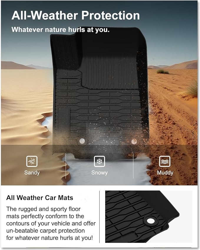 Kiwi Master Floor Mats & Cargo Mat for 2021-2026 Jeep Grand Cherokee L | OEM Replacement 82216640AA 82216646AA, Custom Fit, All Weather Mats, Heavy Duty TPE Floor Liners, Front Rear Trunk Set, Black