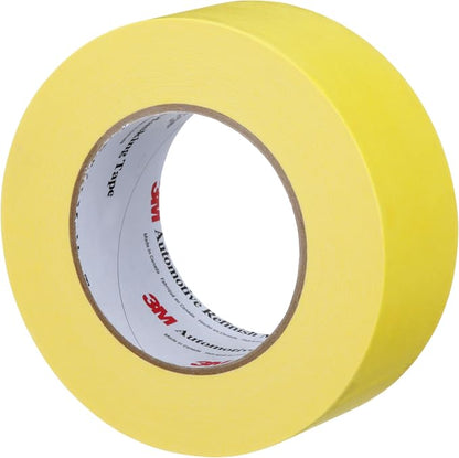 3M Automotive Refinish Masking Tape 388N, 06656, 48 mm x 55 m, Yellow, Crepe Backing, Moisture Resistant, Multi-Purpose, 1 Roll